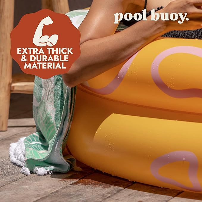 Pool Buoy Round Inflatable Pool with Storage Bag - Premium Outdoor Swimming Pool for Kids, Toddlers, Infants and Adults - Garden and Backyard Pools for Family Summer Pool Party (Golden Glenys)