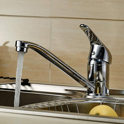 ROVATE Classic Single Handle Kitchen Sink Faucet, Brass 360 Degree Swivel Single Hole Mixer Faucet, Chrome