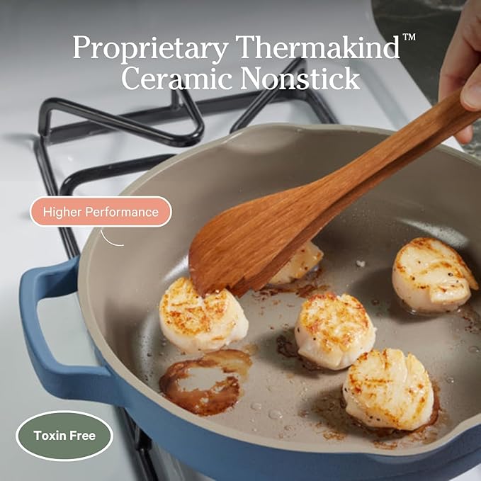 Our Place Large Always Pan 2.0-12.5 (4 Qt) Nonstick, Toxin-Free Ceramic Cookware  Patented 10-in-1 Aluminum Frying  Saute Pan  Safe for Oven, Induction  All Cooktops up to 450F  Blue Salt