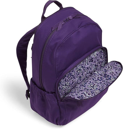 Vera Bradley Women's Cotton Campus Backpack, Elderberry - Recycled Cotton, One Size