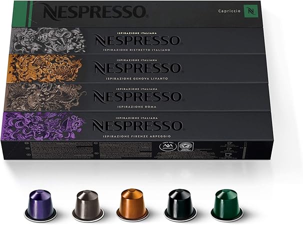 Nespresso Capsules Original Line, Ispirazione Variety Pack, Medium  Dark Roast Espresso Coffee, 50 Count Coffee Pods