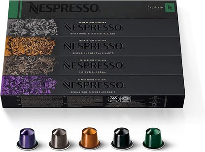 Nespresso Capsules Original Line, Ispirazione Variety Pack, Medium  Dark Roast Espresso Coffee, 50 Count Coffee Pods