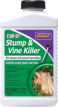 Bonide 2746 Stump  Vine Killer Concentrate, 8 oz Stumps and Vines Without harming Turf. Contains Brush Easy Application. Kills Oak, Poison Ivy and More, 1