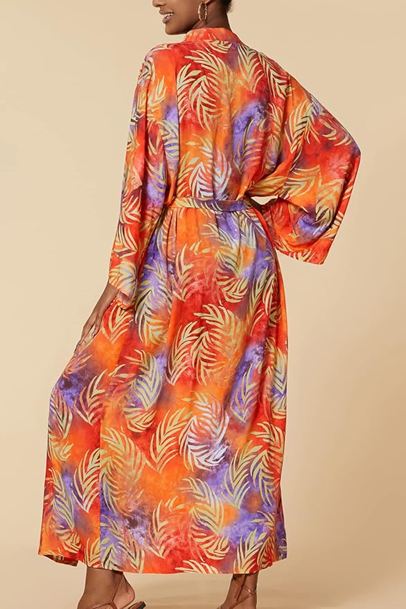 Women's Bohemian Long Cardigan Dress Large Size Kimono Beach Swimsuit Cover Up Dresses