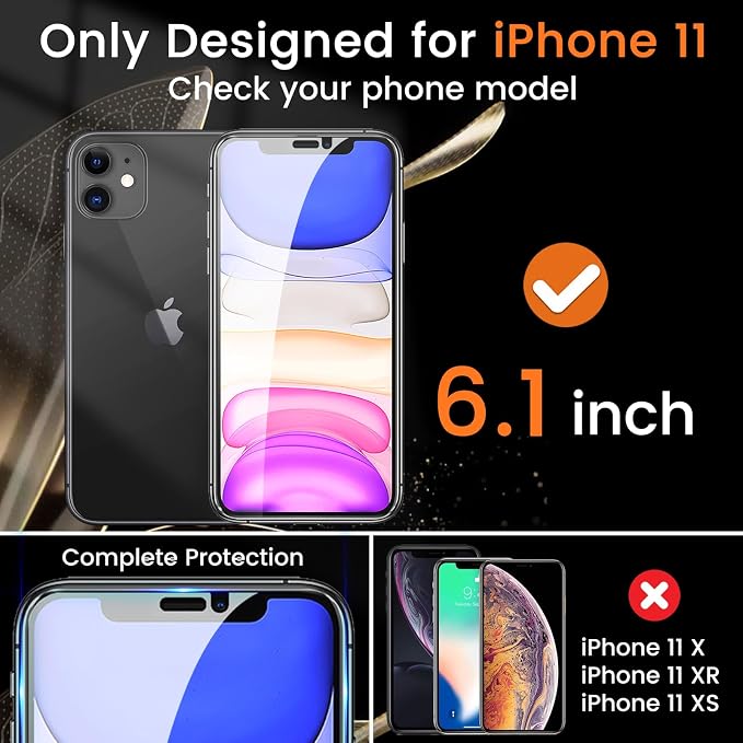 Lesakit 3+3 Pack Privacy Screen Protector for iPhone 11 6.1-Inch with 3 Pack Camera Lens Protector, Anti Spy Tempered Glass Film 9H Hardness Bubble Free Case Friendly