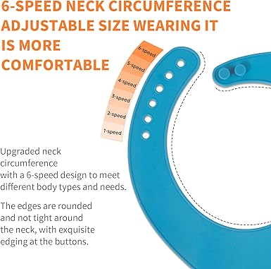 Adjustable Silicone Bibs for Adult, Washable Bib for Men Women with Crumb Catcher, Waterproof, blue (Blue)
