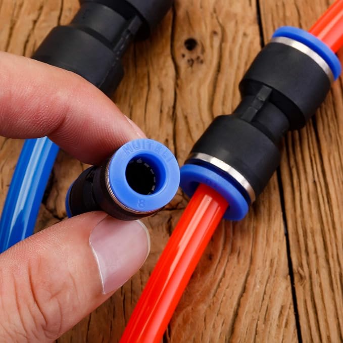 Honoson 40 Pieces Straight Push Connectors, Push To Connect Fittings Quick Release Pneumatic Connectors Air Line Fittings Connect Air Hose Fittings, 2 Way