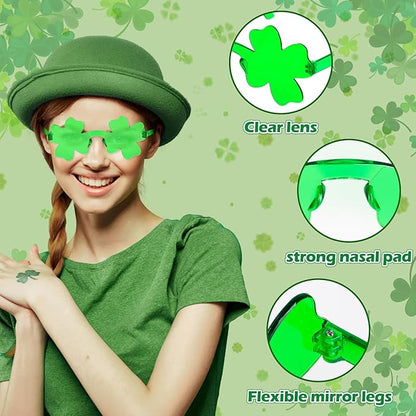 St. Patrick’s Day Shamrock Sunglasses Irish Shamrock Glasses Green Four Leaf Clover Glasses St Patricks Accessories