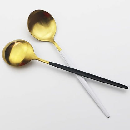 Matte Flatware Sets 6Pcs Dinner Spoons Set Stainless Steel Spoons Soup Spoon Long Handle Dessert Scoop for Rice Porridge Salad Dinnerware (Soup Spoon 8.26"1.41oz, White Silver)