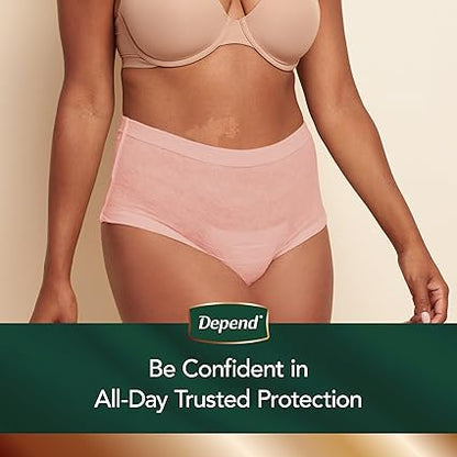 Depend Silhouette Adult Incontinence  Postpartum Underwear for Women, Maximum Absorbency, Large, Pink, 52 Count, Packaging May Vary