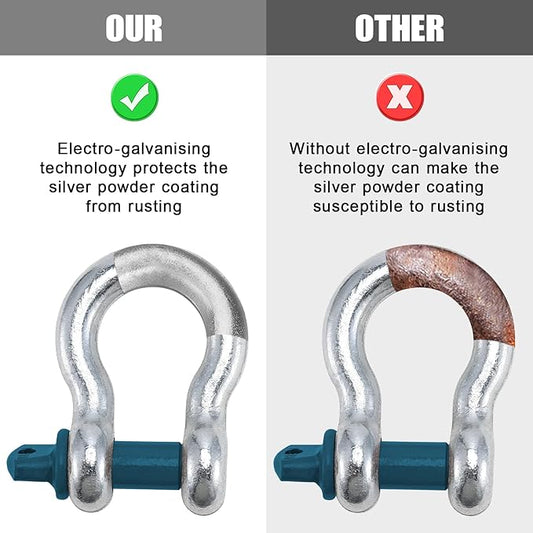 Leero 58" D Ring Shackles, 3.25 tons (7,165 Lbs) Working Load Limit, Clevis Shackle with 34" Alloy Screw Pin, Heavy Duty Shackles for Towing, Terrain Vehicle, Jeep, Trailer, Blue (2 Pack)