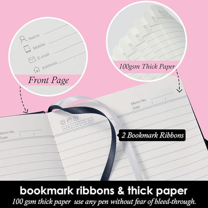 (4 Pack) Pocket Notebook Small Journal with Pen, 3.7" x 5.7", A6 Mini Notebook for Women Men Work Writing, Hardcover Small Pocket Notepad with 100Gsm Premium Thick Lined Paper, Black Leather