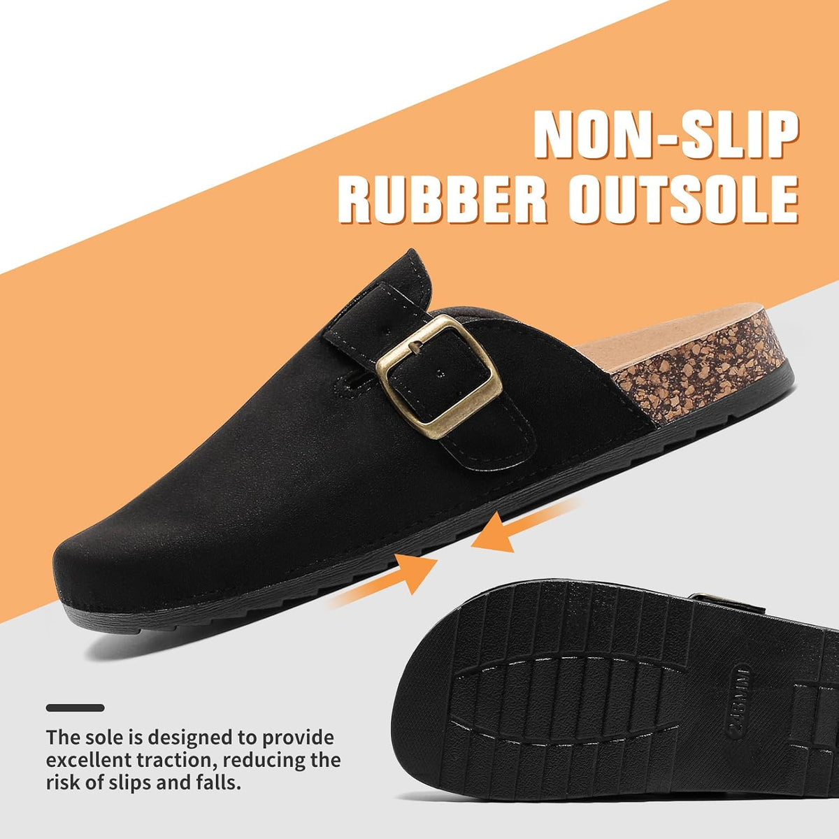 DDXYYDS Suede Clogs Men & Women Unisex Leather Mules Soft Cork Footbed Adjustable Buckle Slip Sandals Potato Shoes with Arch Support.