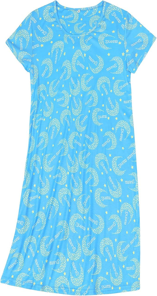 American Trends Nightgowns for Women Cotton Night Shirts Short Sleeve Night Gown Dress Casual Pajamas Soft Sleepwear