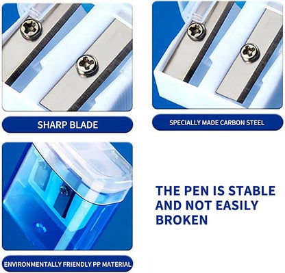 Pencil Sharpener for Classroom, Manual Dual Holes Compact Classroom Pencil Sharpener with Lid, Pencils Sharpener for Colored Pencils Kids Adults Students School Class Home Office, Blue
