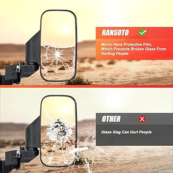 Ranger Side Mirror, UTV Rear View Mirror Compatible with Polaris Ranger XP 500, 570, 900, 900 Crew, 1000, 1000 Crew, Ranger Diesel, ETXEV, General 1000, Can-Am Defender, Maverick Trail