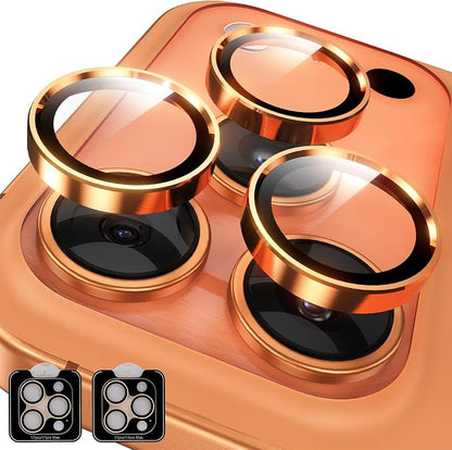 YWXTW Camera Lens Protector for iPhone 16 Pro/iPhone 16 Pro Max, [1 Step Installation Tray] Tempered Glass Screen Protector Metal Individual Camera Cover Accessories Case Friendly (Cosmic Orange-1Pack)