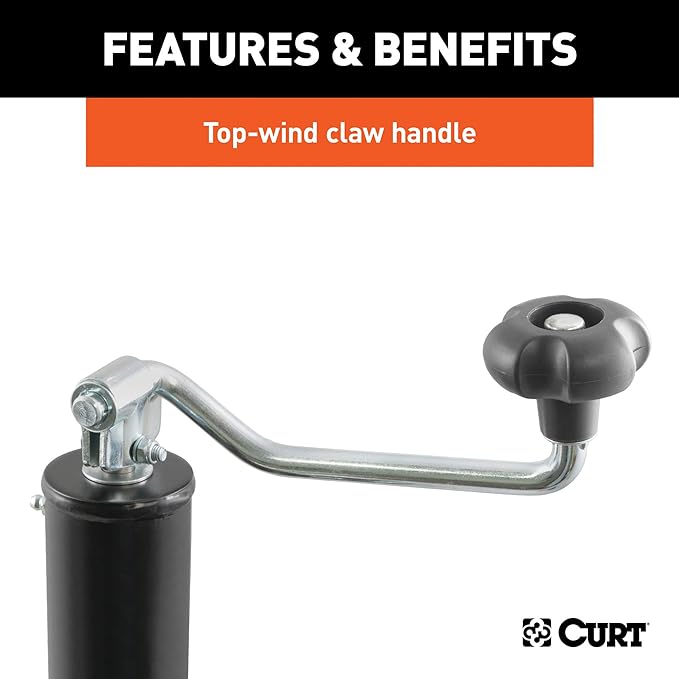 CURT 28356 Weld-On Pipe-Mount Swivel Trailer Jack, 5,000 lbs. Support Capacity, 15 Inches Vertical Travel