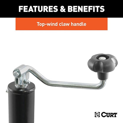 CURT 28356 Weld-On Pipe-Mount Swivel Trailer Jack, 5,000 lbs. Support Capacity, 15 Inches Vertical Travel