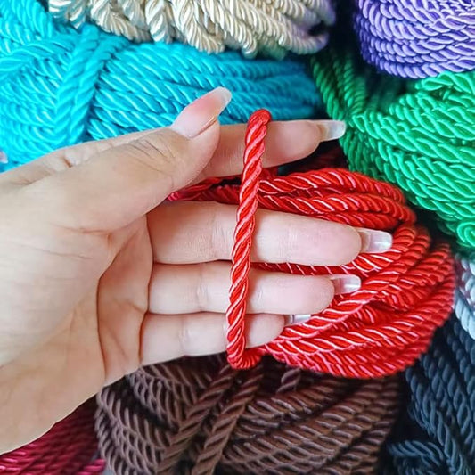 278.8ft 6mm Twisted Satin Nylon Twine Cord,Silk Cord Rope Choker Thread String,Twisted Silk Ropes,Satin Shiny Cord for Home Decor, Upholstery, Curtain Tieback, Honor Cord