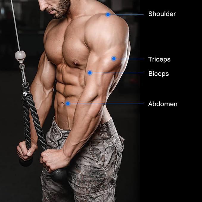 ZJchao Tricep Rope, Pull Down Rope Single Grip Tricep Bicep Exercise Attachment Rope Attachment for Cable Machine with Storage Pouch for Cable Machines Gym Pulley Workout