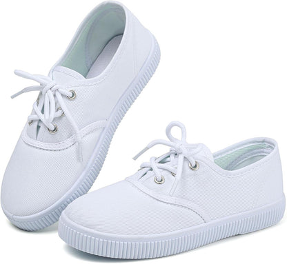 Boy's Girl's Kids White Canvas Shoes for Kids Slip-On Lightweight Sneakers Casual Skin-Friendly Walking Running Shoes(Toddler/Little Kids/Big Kids)