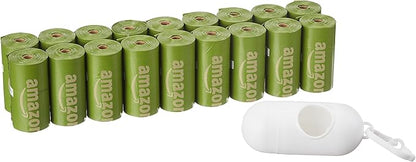Basics Dog Poop Bags with Dispenser, 270 Count, Enhanced for Guaranteed Leakproof, Brazilian Mango Scented, Includes Leash Clip