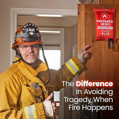 Prepared Hero Emergency Fire Blanket - 1 Pack - Fire Suppression Blanket for Kitchen, 40‚Äù x 40‚Äù Fire Blanket for Home, Fiberglass Fire Blanket