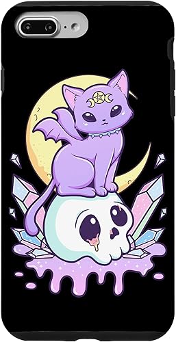 iPhone 7 Plus/8 Plus Kawaii Pastel Goth Cute Creepy Witchy Cat and Skull Case