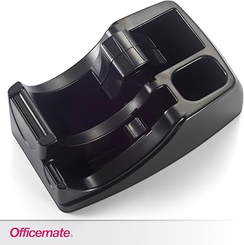 Officemate Recycled 2-in-1 Heavy Duty Tape Dispenser, 1" and 3" Cores, Black (96690)