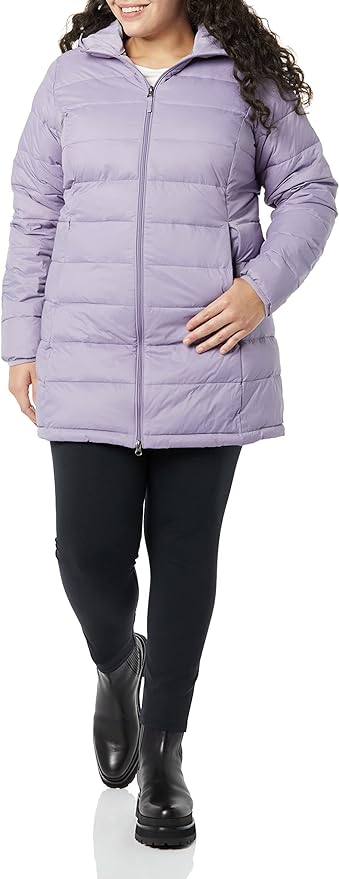 Essentials Women's Lightweight Water-Resistant Packable Hooded Puffer Coat (Available in Plus Size)
