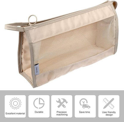 Ipetboom 1pc Travel Cosmetic Bag Toiletry Bag Makeup Bundles Travel Wash Bag Travel Makeup Kit Travel Storage Pouch Travel Makeup Bag Makeup Container Buggy Bag Beige Double Sided Twill