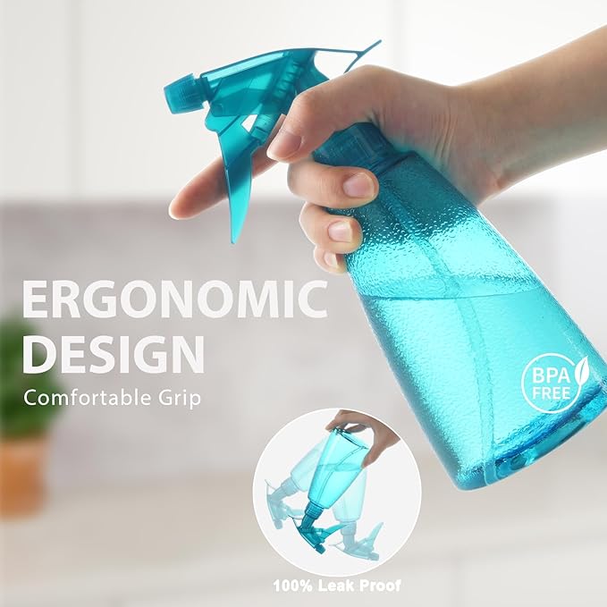 Spray Bottles 3-Pack, 16 Oz, Mist & Stream, Plastic Water Spray Bottle for Hair, Essential Oils, Plants, Cleaning Solutions, BBQ, Cat Dog Correction Behavior - Leak Proof - Empty Spray Bottles