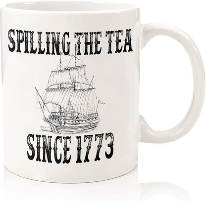 History Teacher Gift Spilling the Tea Since 1773 Coffee Cup, Appreciation Funny History Major Mug, Mugs For History Teacher Men For Woman Birthday Christmas Teacher's Day Gifts White Coffee Mug 11 Oz