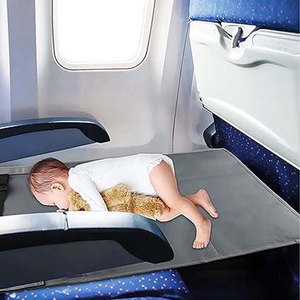 Kids Airplane Seat Extender Travel Bed, Nylon Airplane Foot Rest, Gray