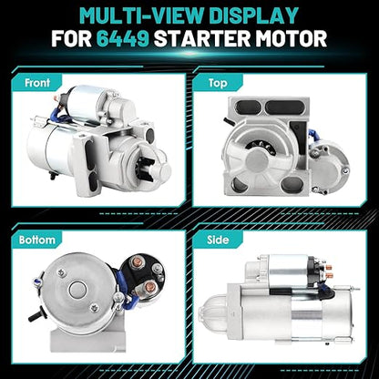 6449 Starter Motor Fit for Chevrolet Avalanche 2500, Express Silverado Suburban for GMC Savana Sierra Yukon XL V8 5.0L 5.7L 8.1L 1.6KW 11-Teeth Automotive Replacement Starter 12560019, 12563829