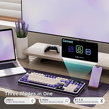 RK ROYAL KLUDGE S98 Mechanical Keyboard wSmart Display  Knob, Top Mount 96 Wireless Mechanical Keyboard BT2.4GUSB-C, Hot Swappable, Software Support, Massive Battery, 98 Keys