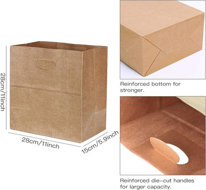 30 Pcs Kraft Paper Bags, 11x6x11" Paper Gift Bags with Die Cut Handle Bulk, Kraft Paper Tote Bags Party Favor Goody Bags Grocery Bags Shopping Bags Takeout Bags for Restaurant, Bakery, Retail (Kraft)