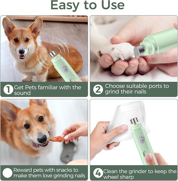 VIWIK Dog Nail Grinder, 2-Speed Rechargeable Dog Nail Trimmers for Large Medium  Small Dogs, Upgrade Professional Electric Pet Paws Grooming, Quiet Puppy Grooming Tool, for Dogs Cats