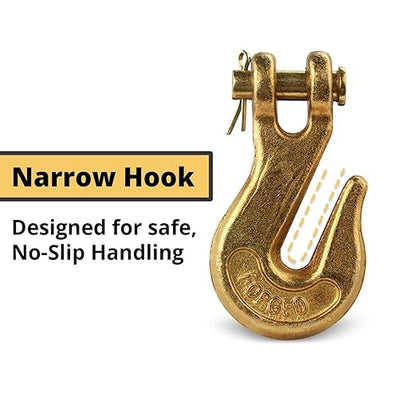 DC Cargo G70 3/8 Chain Hook (Pack of 4) – Heavy Duty Clevis Grab Hook for 3/8 Inch Grade 70 Chain - for Trailer Truck Transport - 6,600 lbs