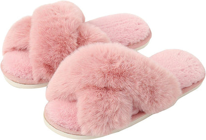 Plush crossover slippers for winter(Pink)