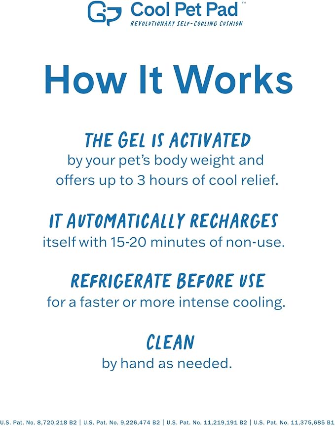 The Green Pet Shop Cool Pet Pad - Medium, Blue - Self-Cooling, Pressure Activated Mat for Dogs  Cats from 21-45 lbs - Non-Toxic Gel, No Water Needed