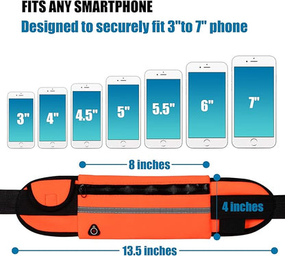 Running Belt Waist Packs,Workout Fanny Pack,Ultra Light Bounce Free Waist Pouch Fitness Workout Belt Sport Waist Pack for Women Men,Adjustable Waistband Bag for All Kinds of Phone (Orange)