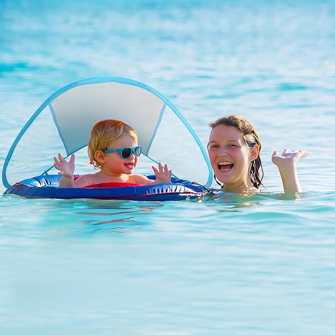 Adnee 2 Pack Baby Swim Float Removable Canopy-Sun Protection Canopy for Baby-UPF50 Proof Canopy-Sunscreen Coating,Compatible for Mambobaby Floats