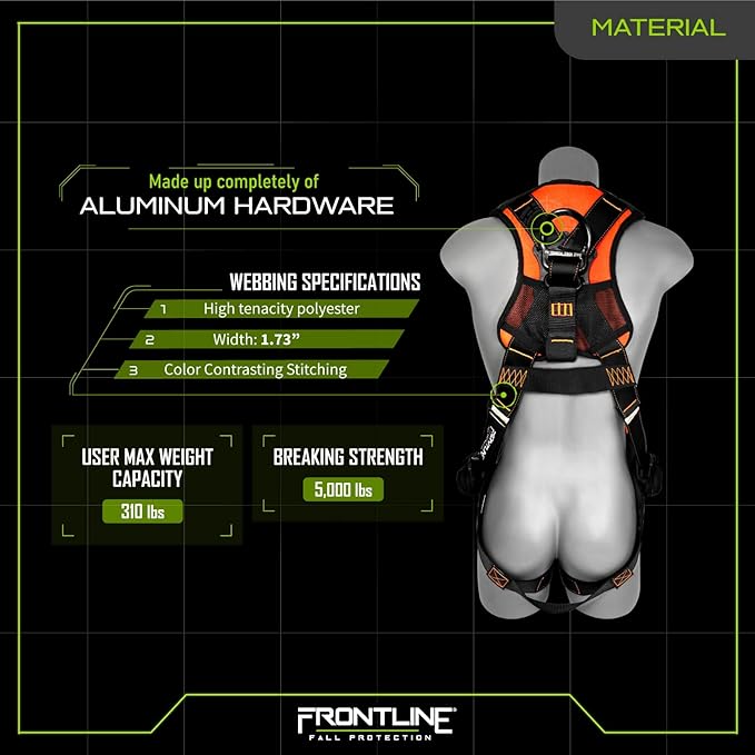 FRONTLINE FALL PROTECTION Harnesses  D-Ring Multiple Styles  OSHA and ANSI compliant