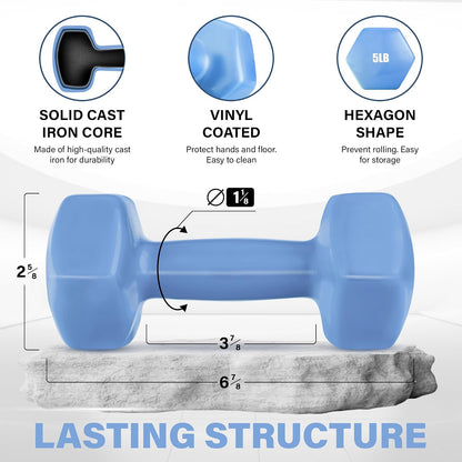 Yes4All Vinyl Hexagon Dumbbells, Set of 2