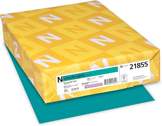 Neenah Paper 21855 Color Cardstock, 65lb, 8 12 x 11, Terrestrial Teal, 250 Sheets