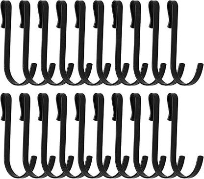 20 Pcs J Shaped Hook, Black Snap-On Hooks, Stainless Steel Clip-on Hook, Hanging Sink Grid Hook, Heavy Duty Wire Rack Hook for Kitchen, Bedroom, Office