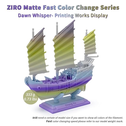 ZIRO Fast Gradient PLA, Multi Colors 3D Printer Filament, Dawn Whisper