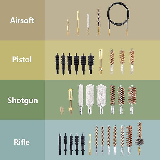 BOOSTEADY Gun Cleaning Kit Universal Gun Cleaning Kit Shotgun Pistol Cleaning Kit with Lightweight Organized Carrying Case Gun Cleaning Supplies Gun Cleaner Bottle Brass Jags and Tips